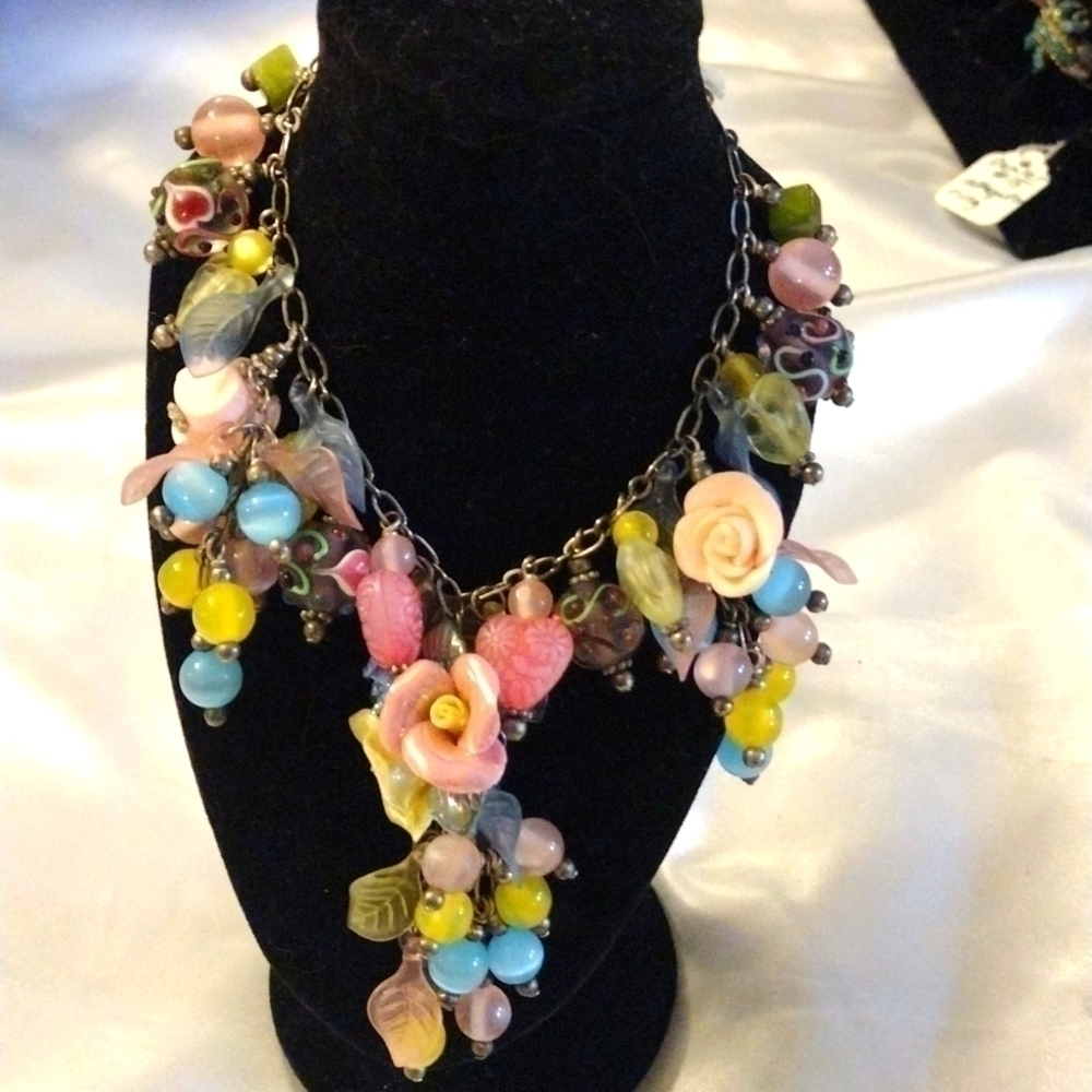 VINTAGE handmade glass charms bracelet
